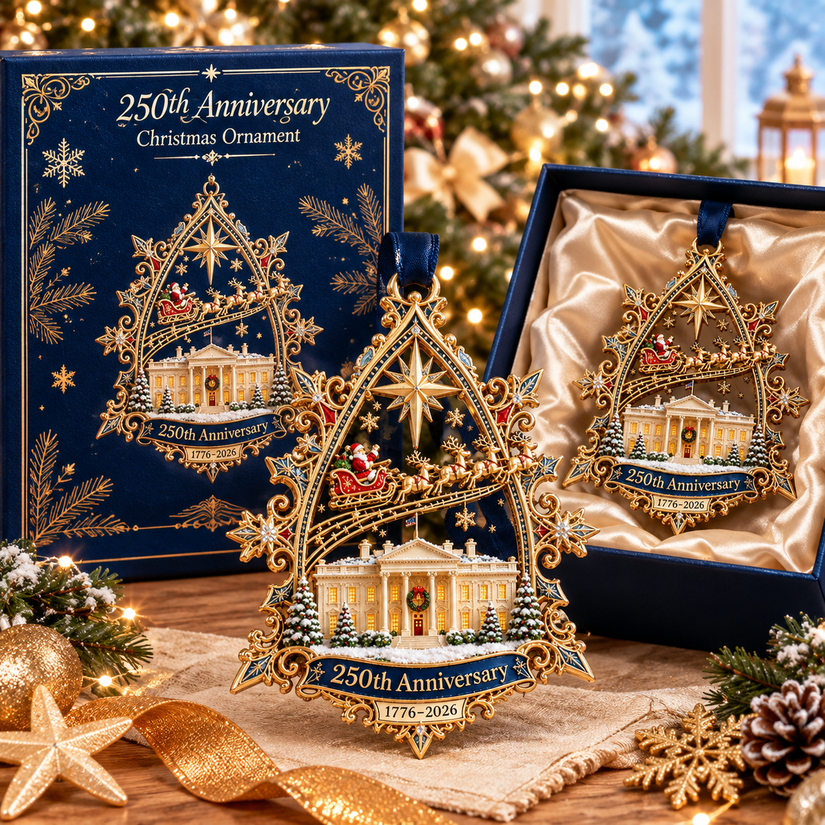 ๐ฅ250th Anniversary: Santa Flying Over the White House on a Snowy Night