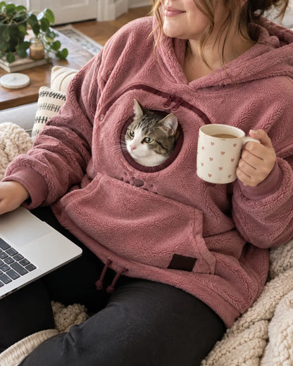🐾 Cozy Pet Carrier Hoodie – Built-In Pouch for Cats & Small Dogs | Warm & Comfortable