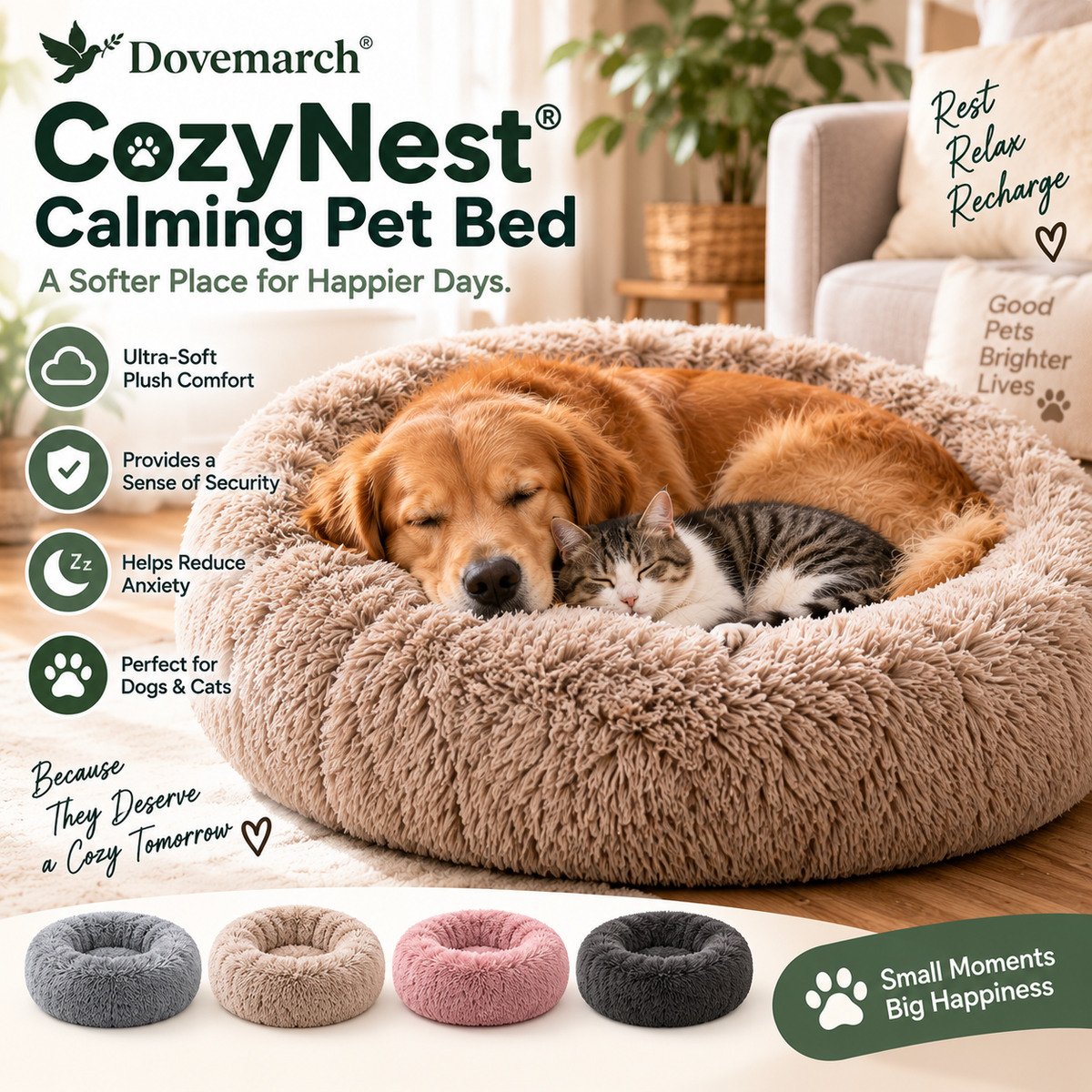 Dovemarch® CozyNest Calming Pet Bed