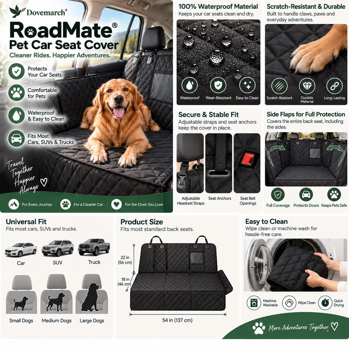 Dovemarch® RoadMate Pet Car Seat Cover