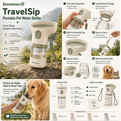 Dovemarch® TravelSip Portable Pet Water Bottle