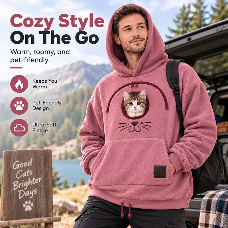 ✨🐾 Cozy Fleece Pet Bonding Pouch Hoodie – Warm & Supportive Small Pet Carrier Clothing