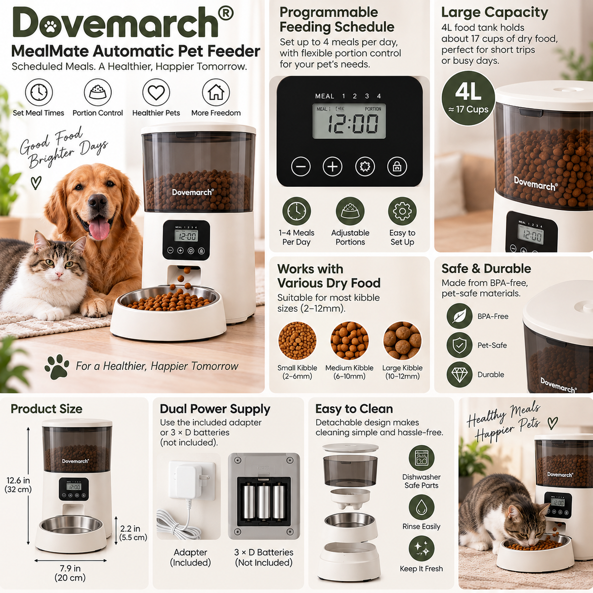Dovemarch® MealMate Automatic Pet Feeder