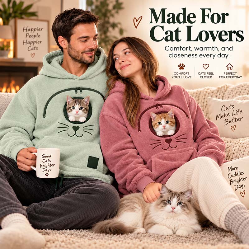 ✨🐾 Cozy Fleece Pet Bonding Pouch Hoodie – Warm & Supportive Small Pet Carrier Clothing