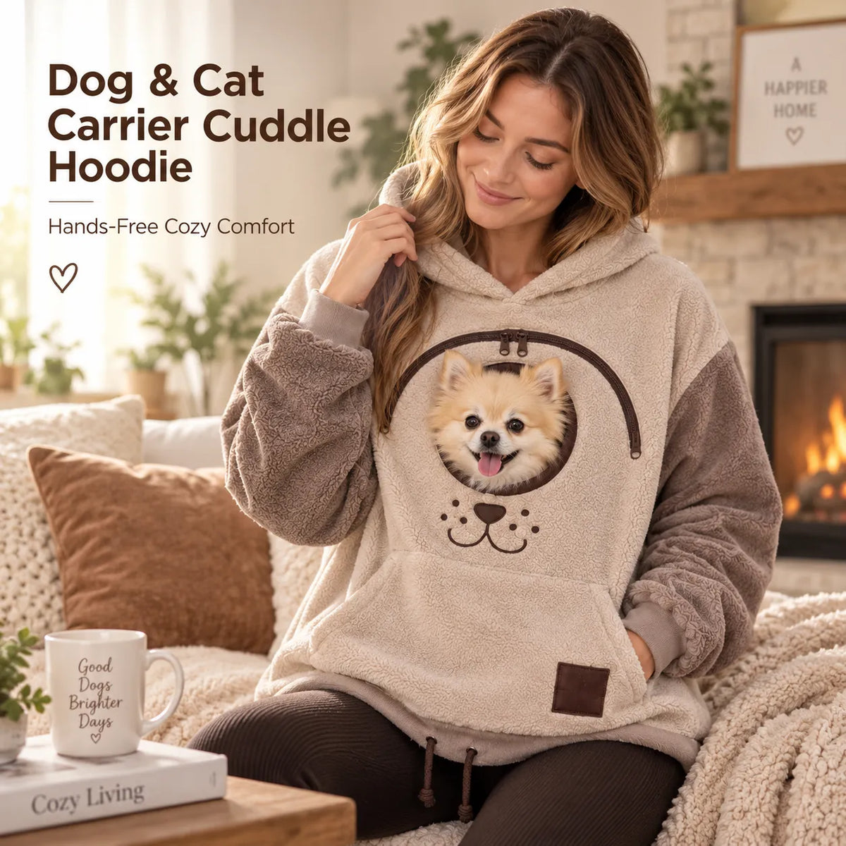 🐾 Cozy Pet Carrier Hoodie – Built-In Pouch for Cats & Small Dogs | Warm & Comfortable