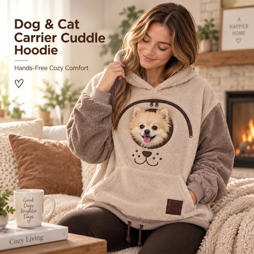 🐾 Cozy Pet Carrier Hoodie – Built-In Pouch for Cats & Small Dogs | Warm & Comfortable