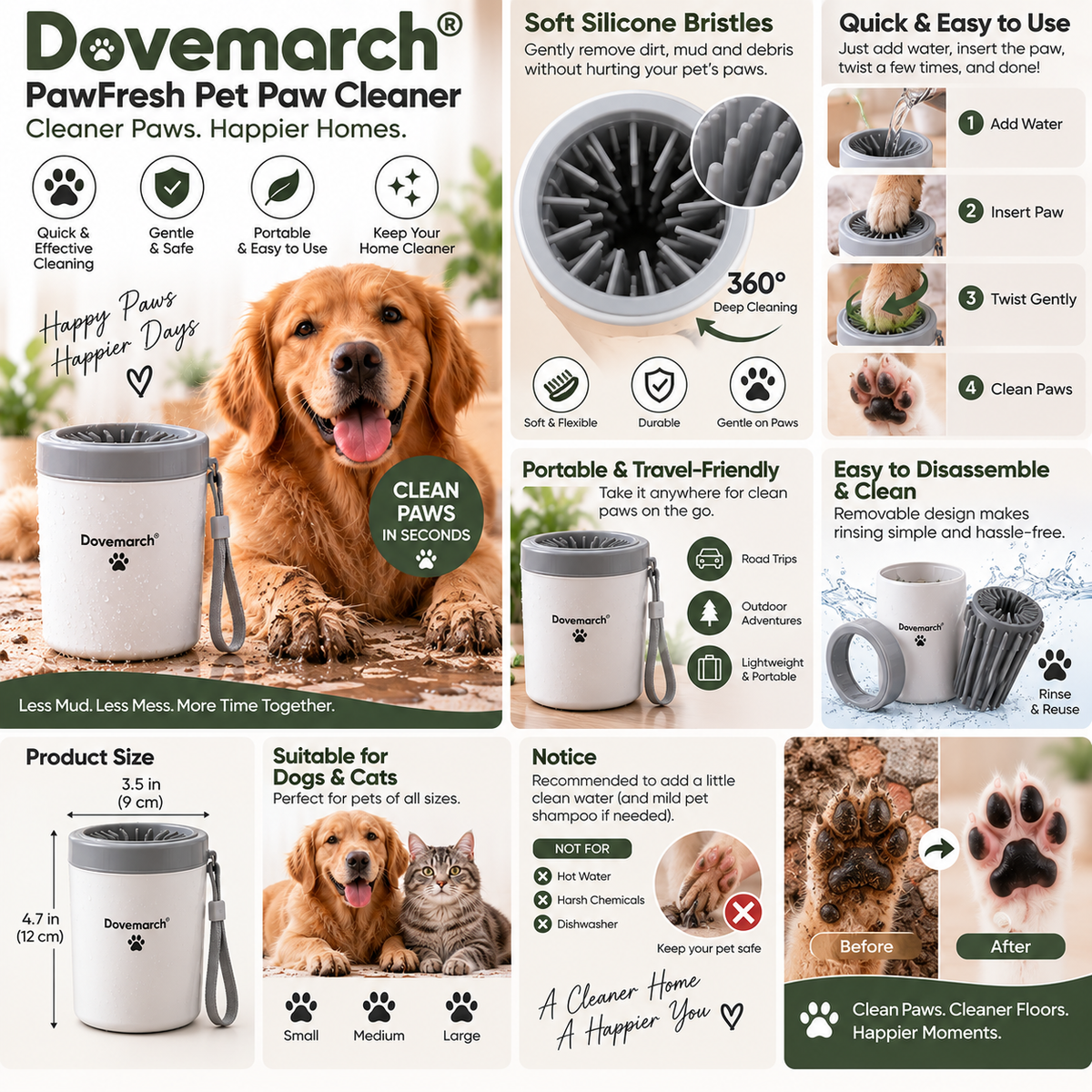 Dovemarch® PawFresh Pet Paw Cleaner