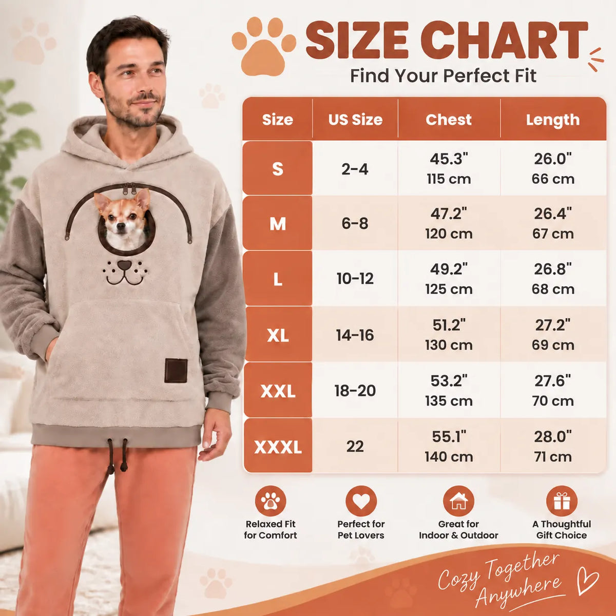🐾 Cozy Pet Carrier Hoodie – Built-In Pouch for Cats & Small Dogs | Warm & Comfortable