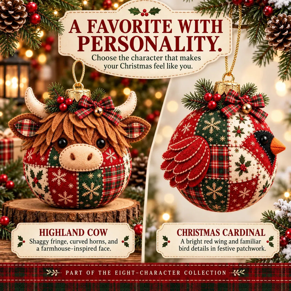 🎄Beginner-Friendly Cozy Patchwork Christmas Ornament Collection | 8 Festive Character Designs for Trees, Wreaths & Holiday Gifts ✨