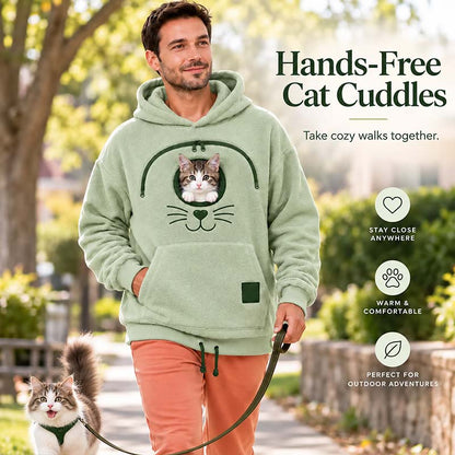 ✨🐾 Cozy Fleece Pet Bonding Pouch Hoodie – Warm & Supportive Small Pet Carrier Clothing