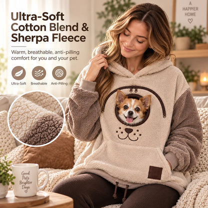 🐾 Cozy Pet Carrier Hoodie – Built-In Pouch for Cats & Small Dogs | Warm & Comfortable
