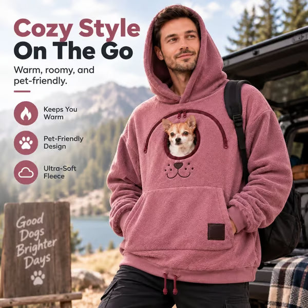 🐾 Cozy Fleece Pet Bonding Pouch Hoodie – Warm & Supportive Small Pet Carrier Clothing