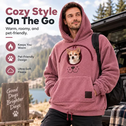 🐾 Cozy Fleece Pet Bonding Pouch Hoodie – Warm & Supportive Small Pet Carrier Clothing