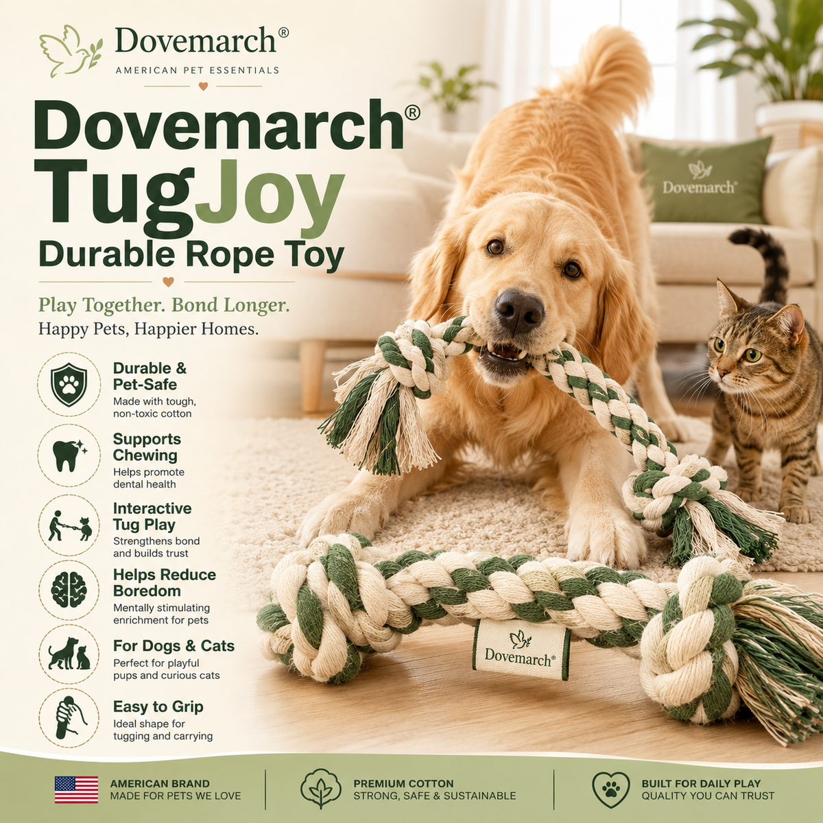 Dovemarch® TugJoy Durable Rope Toy