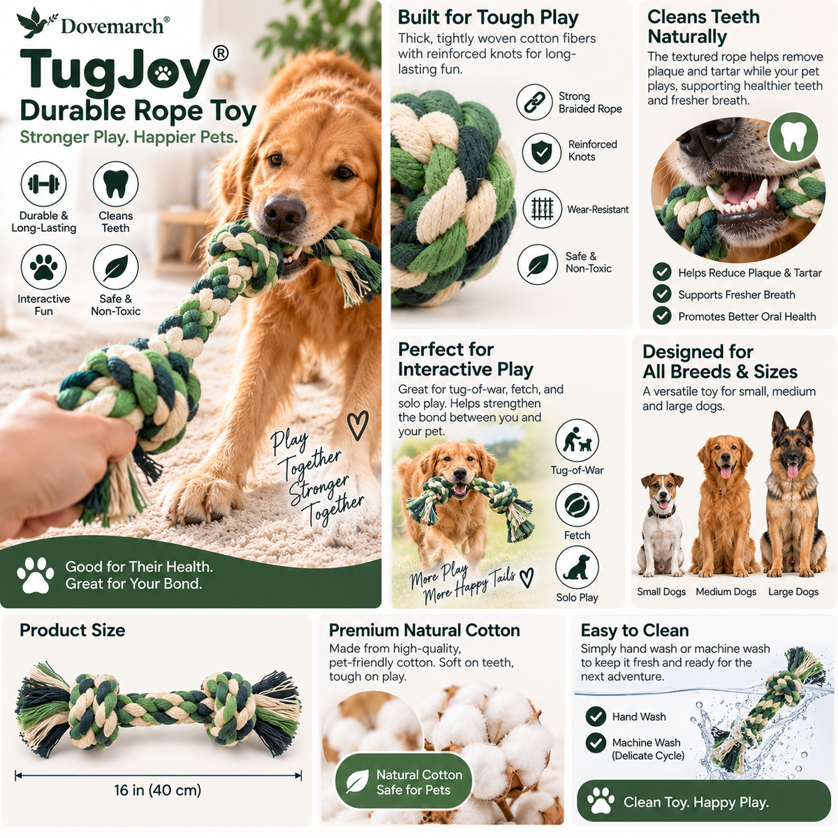 Dovemarch® TugJoy Durable Rope Toy