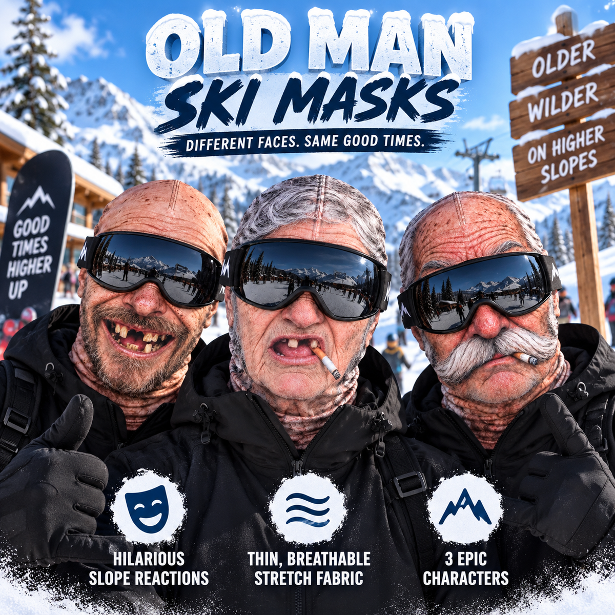 🔥Last Day 48% OFF-😂 Funny Old Man Ski Mask