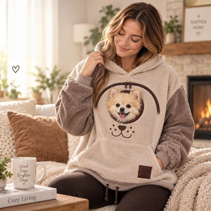 🐾 Cozy Fleece Pet Bonding Pouch Hoodie – Warm & Supportive Small Pet Carrier Clothing