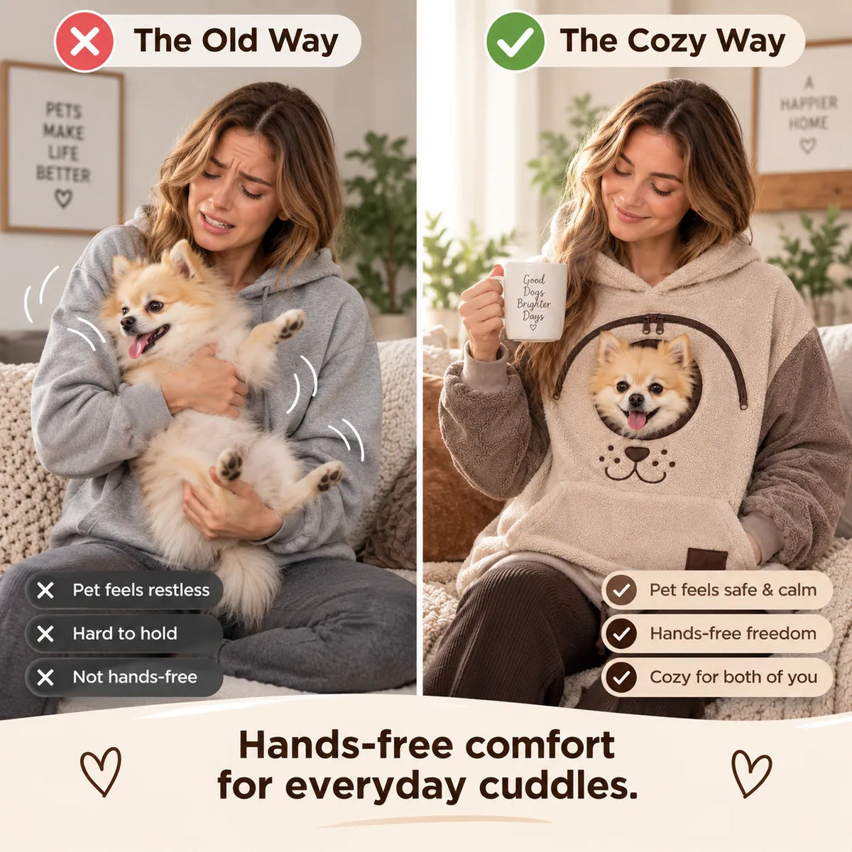 🐾 Cozy Pet Carrier Hoodie – Built-In Pouch for Cats & Small Dogs | Warm & Comfortable