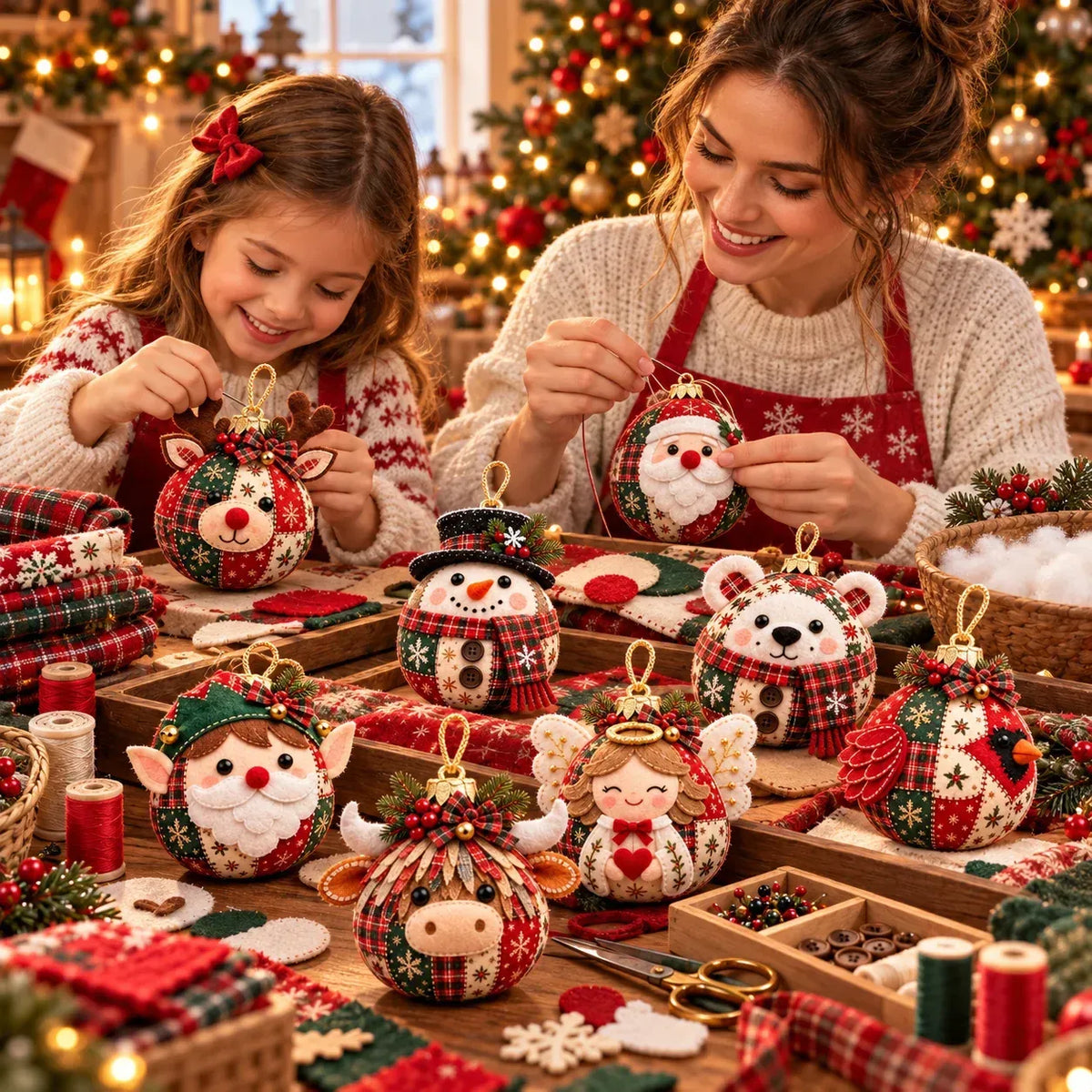 🎄Beginner-Friendly Cozy Patchwork Christmas Ornament Collection | 8 Festive Character Designs for Trees, Wreaths & Holiday Gifts ✨