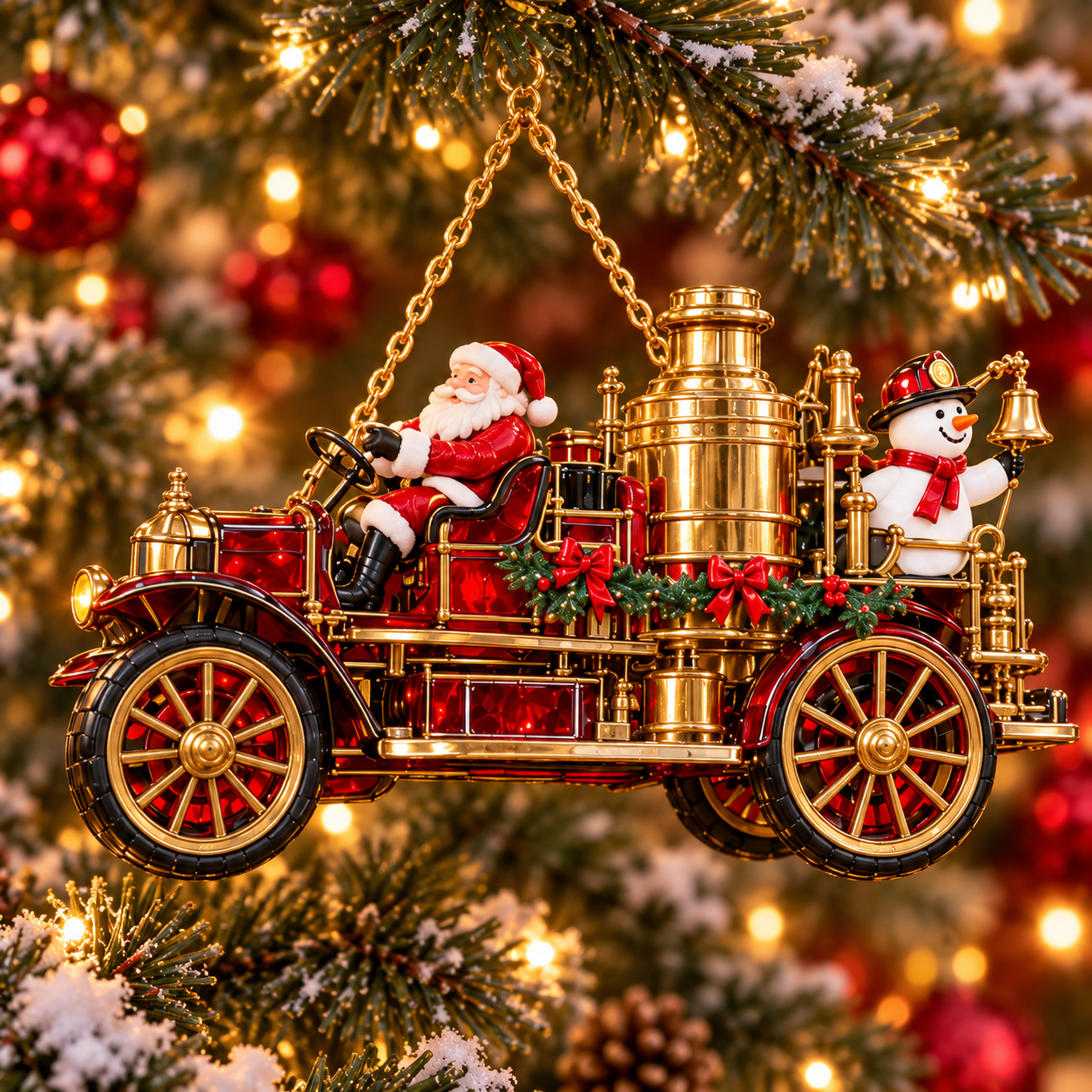 Santa & Snowman Fire Engine 🎅⛄